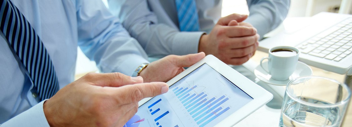 Business professionals reviewing transaction plans